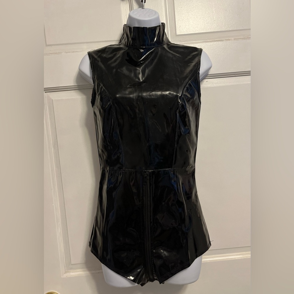 Latex shorts jumpsuit